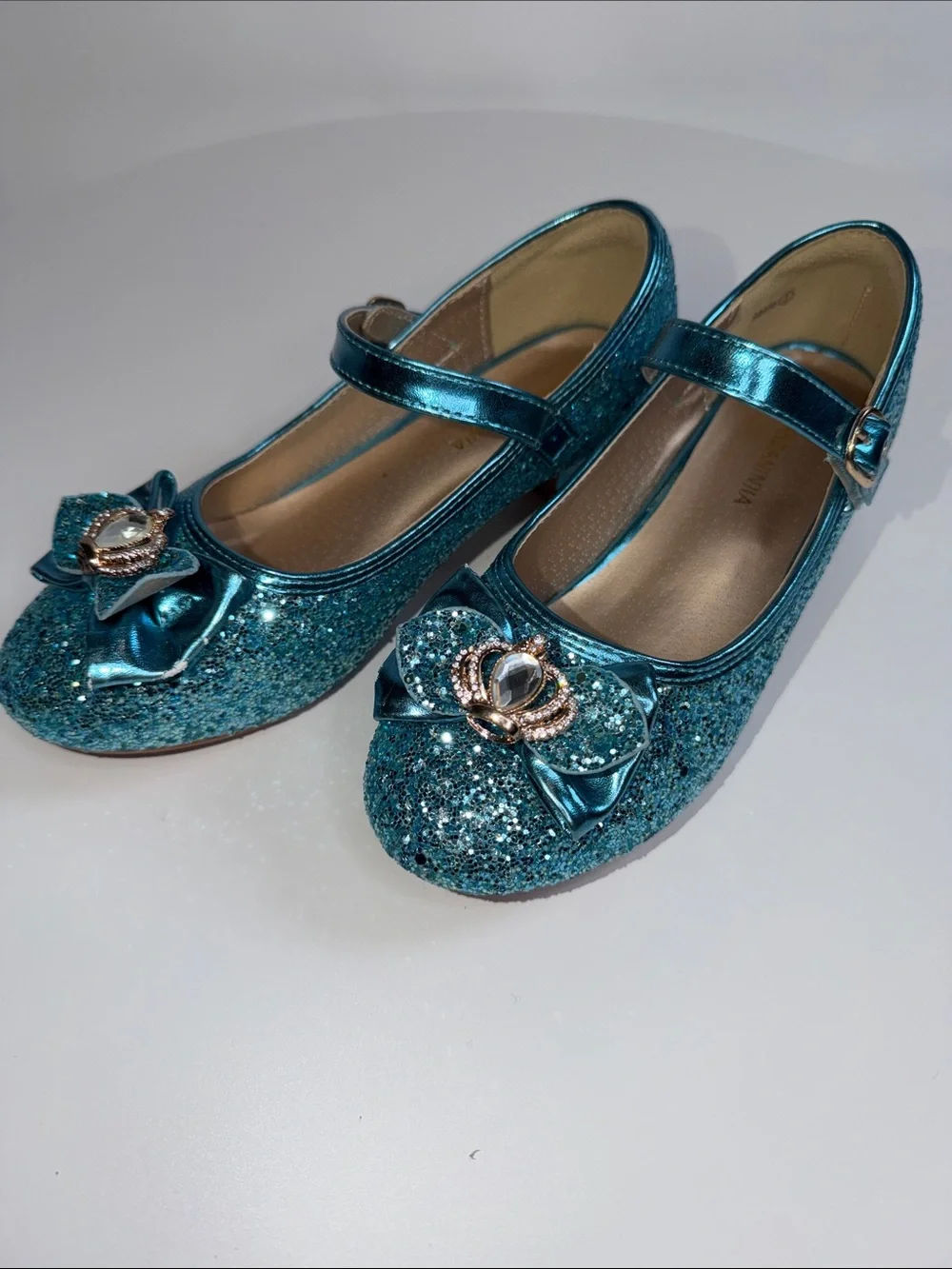 💎NWT PANDANINJIA GIRLS BLUE GLITTER MARY JABE DRESS SHOES SIZE 3